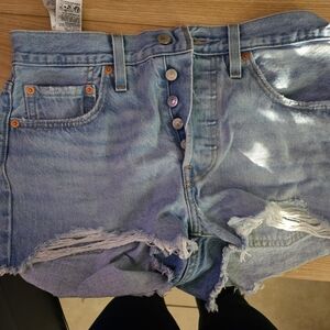 Levis Denim Blue Women's Distressed Shorts